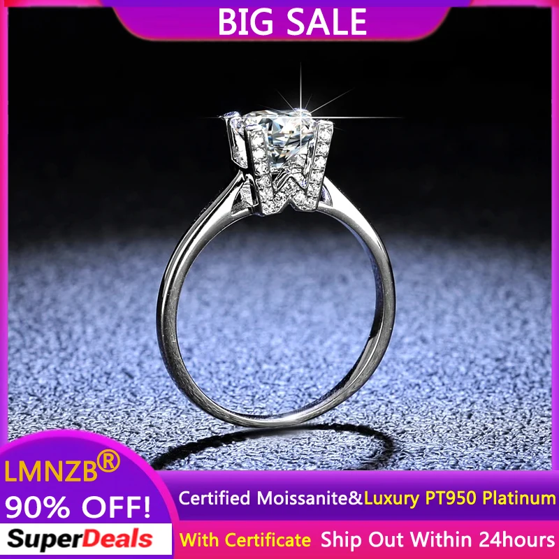 

Luxury PT950 Platinum Rings Women 100% GRA Certified VVS 1 Carat Moissanite Diamond Ring Wedding Engagement Band Fine Jewelry