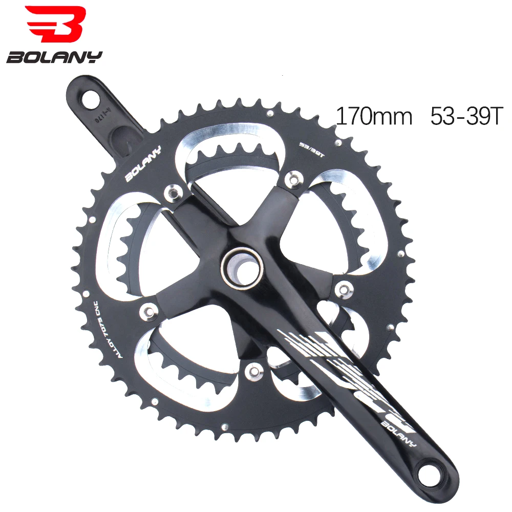 

Bolany Road Bike Crankset, Aluminum Alloy Double Disc Crank, 53-39T, Sprocket, BB Bottom Bracket