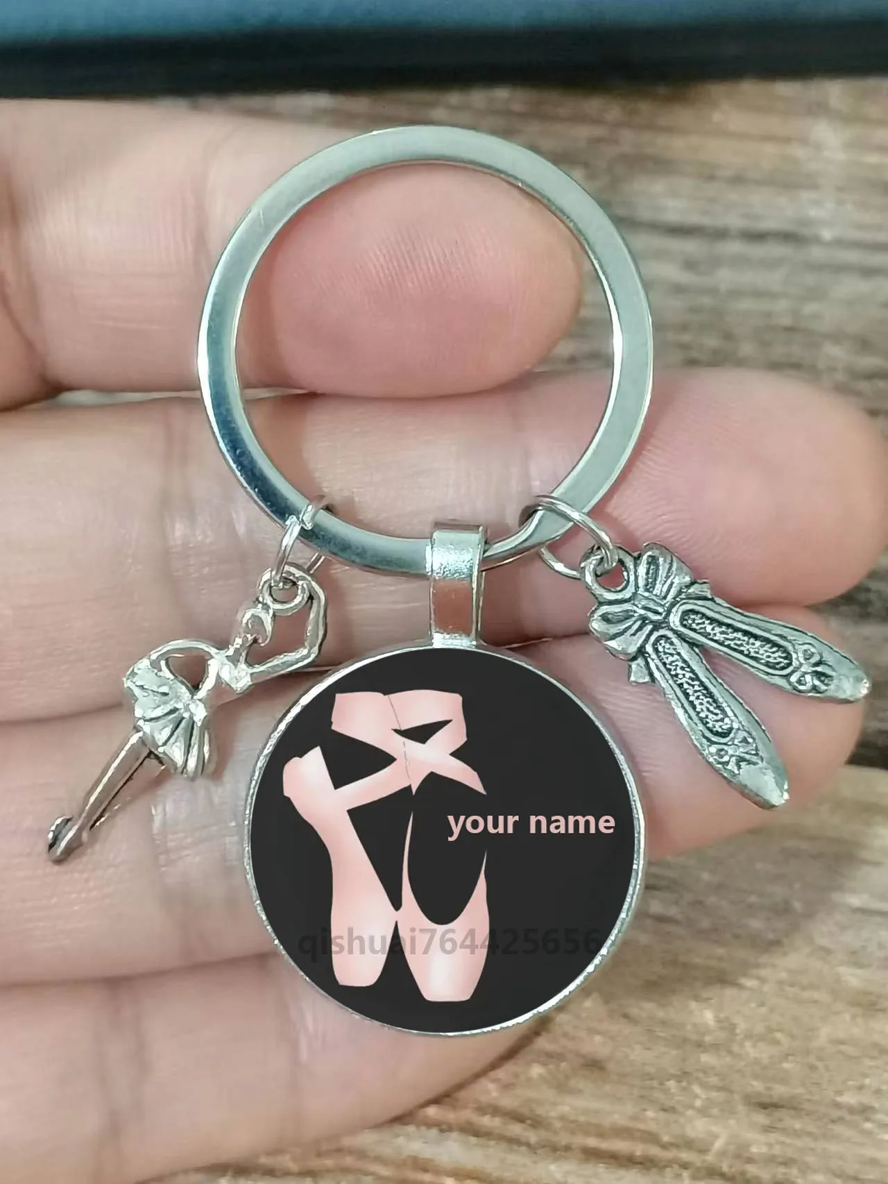 Ballerina Diy Custom Name Keychain Ballet Girl Dance Shoes Keyring Private Customization