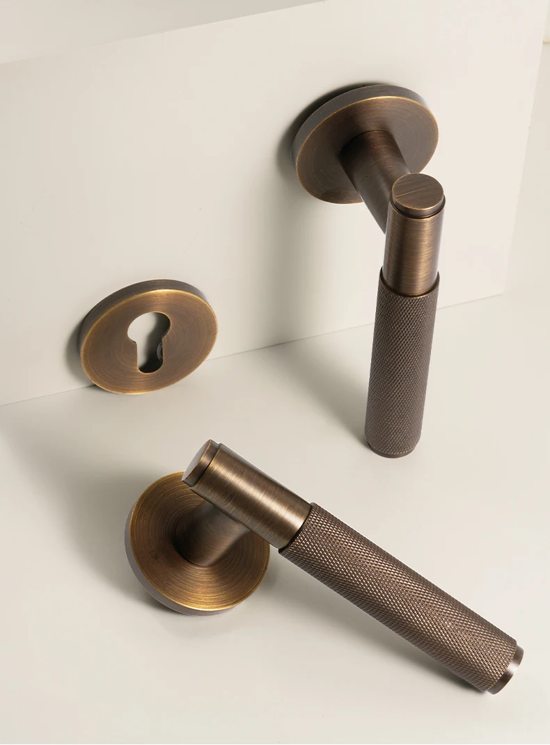Dooroom Messing-Türschloss-Set, gerändelt, Schnuller, Durchgang, Sichtschutz, Schlafzimmer, Wohnzimmer, Badezimmer – Detail 3