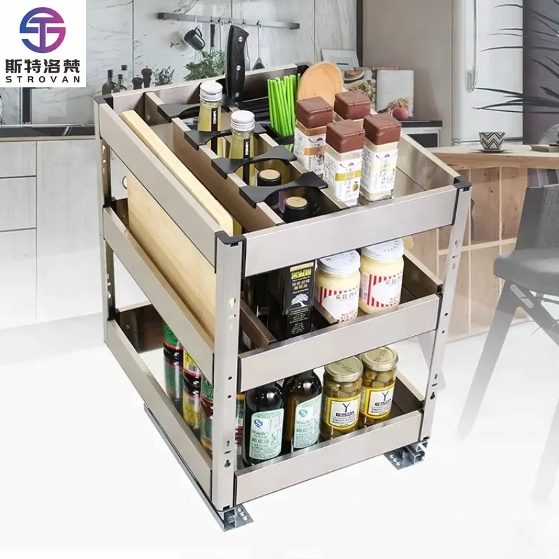 

Magic Corner Pantry Organizer Kitchen Pull-out Sliding Wire Basket With Bottle Holder in Cabinet