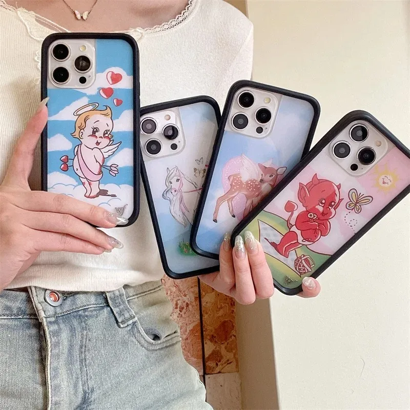 

Wildflower 3D Cute Little Angel Devil Phone Case for iPhone 11 12 13 14 15 16 17 Pro Max Plus WF Fawn Precious Pony Cover﻿﻿﻿﻿﻿﻿﻿