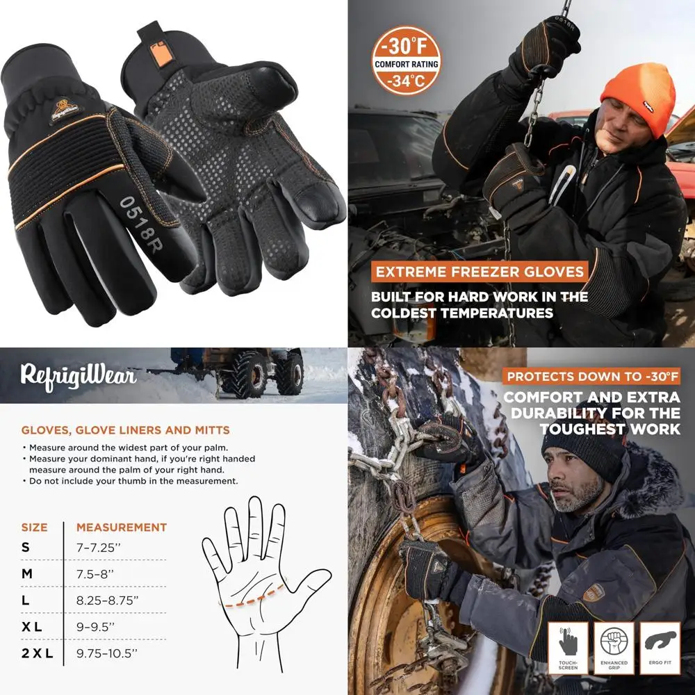 قفازات عمل معزولة للبرد الشديد، مريحة تقييمها إلى -30 ° F، تقنية القوة القطبية، حماية شديدة التحمل