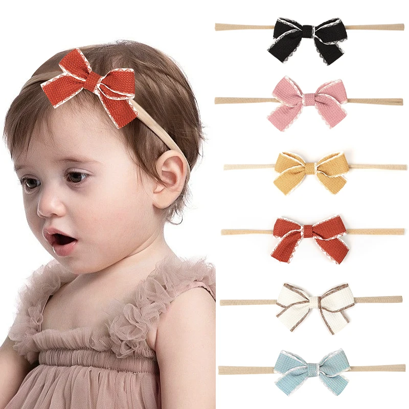 Baby Children Solid Ribbon Bows Hair Clips Headbands Fashion Casual Elastic Dressy Lacy Cute Hairpin Hair Accessories For Girls