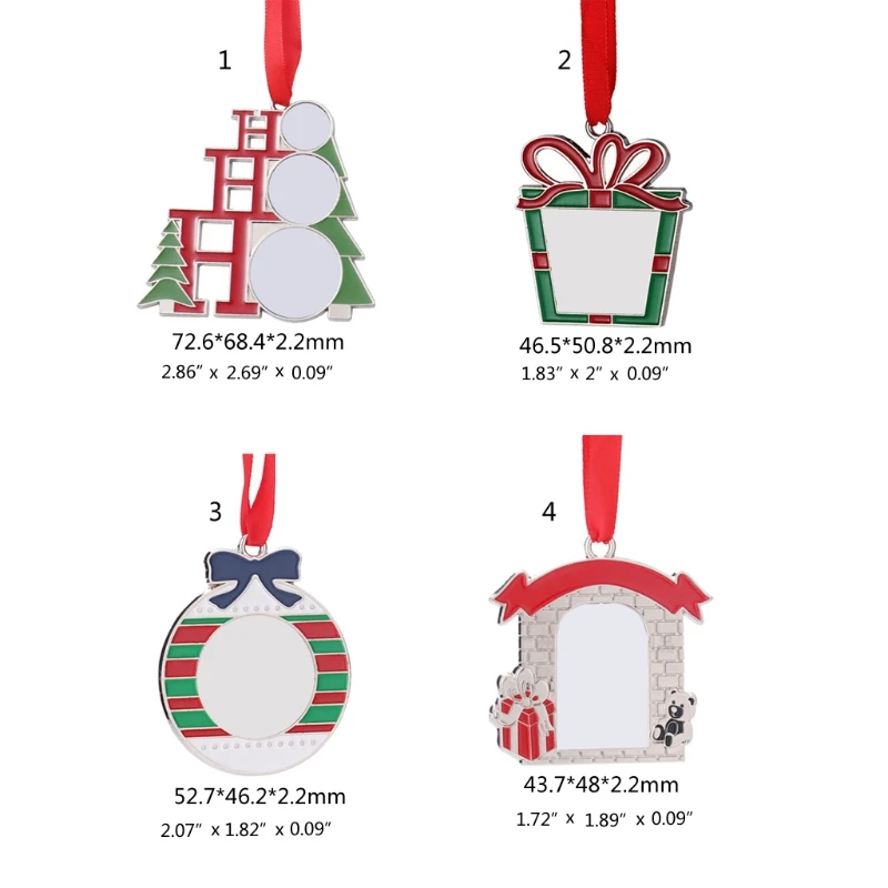 Sublimation Blank Pendant Heat Transfer Christmas Tree Hanging Ornament with Red Hanging Rope for Holiday Gifts DIY Crafts 40GB