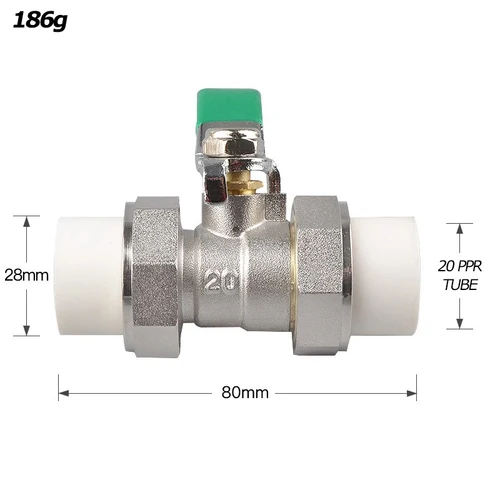 Imagen 2 del producto Válvula de bola resistente a altas temperaturas, electrodoméstico/grifo, todo de cobre, doble unión, PPR, 20/25/32/40/50/63