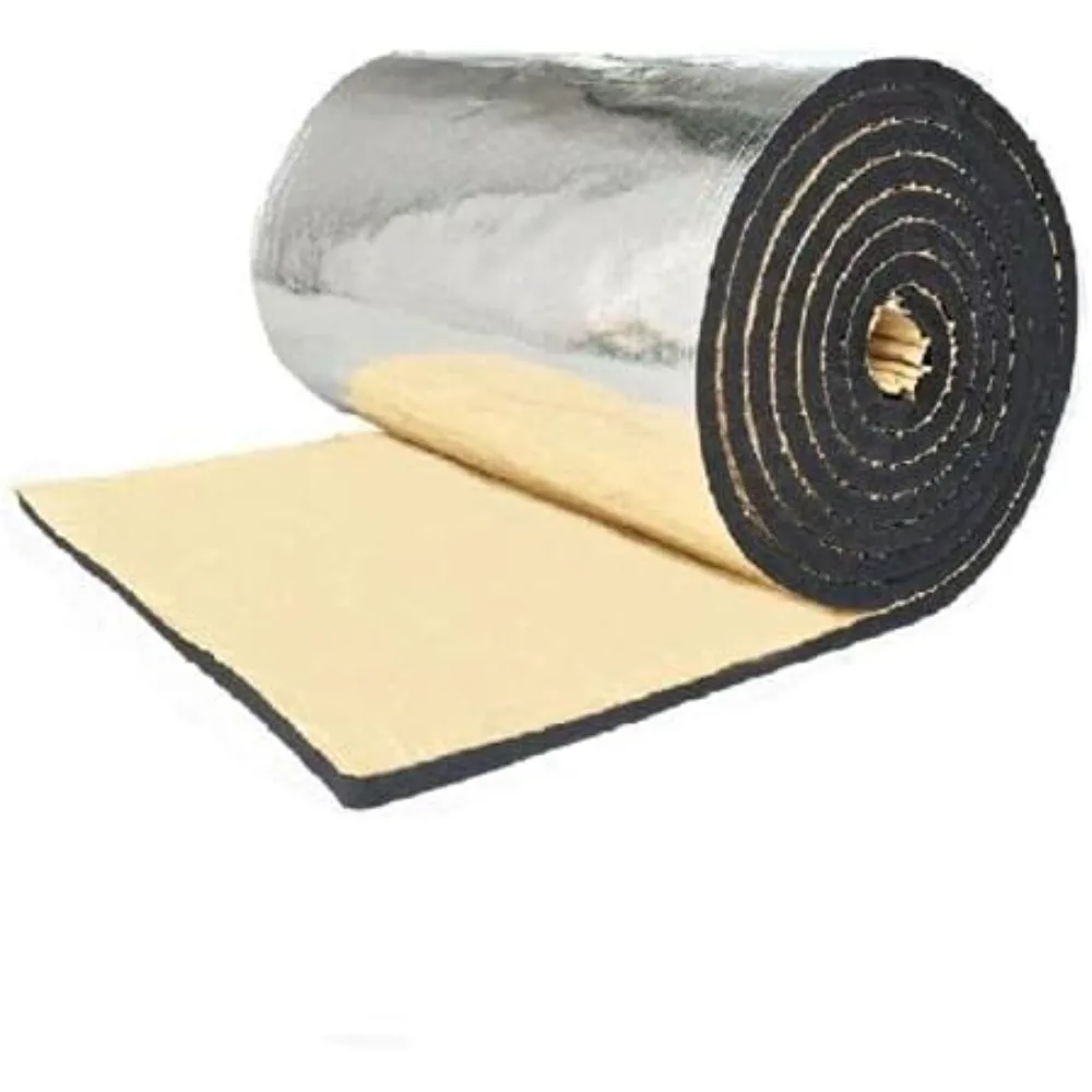 

Heat&Sound Insulation Pad 400x100cm - 3-Layer Kraft Paper/Rubber Foam/Aluminum Foil, Self-Adhesive&Cuttable, Energy-Saving