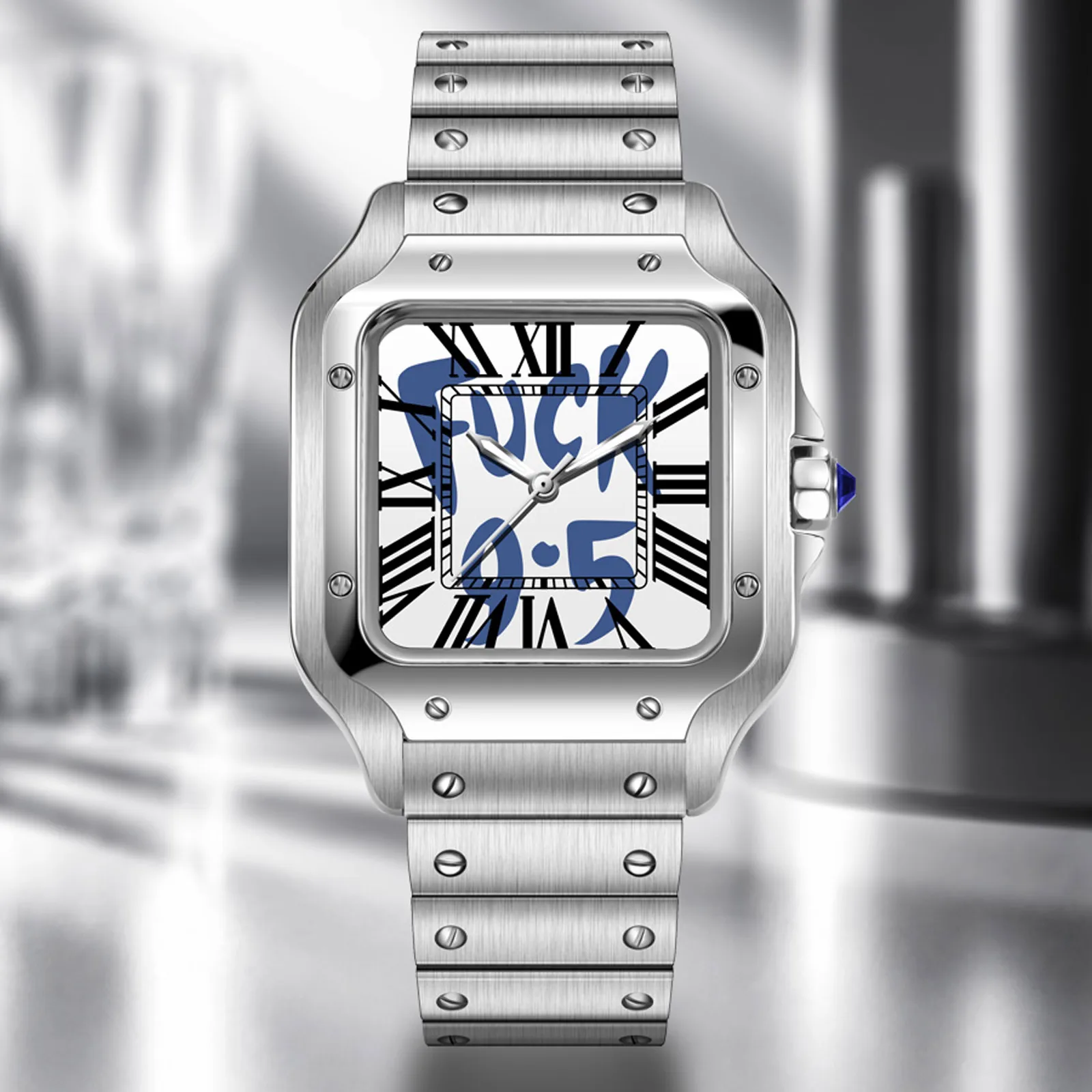 MACARLON Brand Design New 38MM Mechanical Watch Men Top Luxury Unique Literal Stainless Steel 100M Waterproof Automatic Watch
