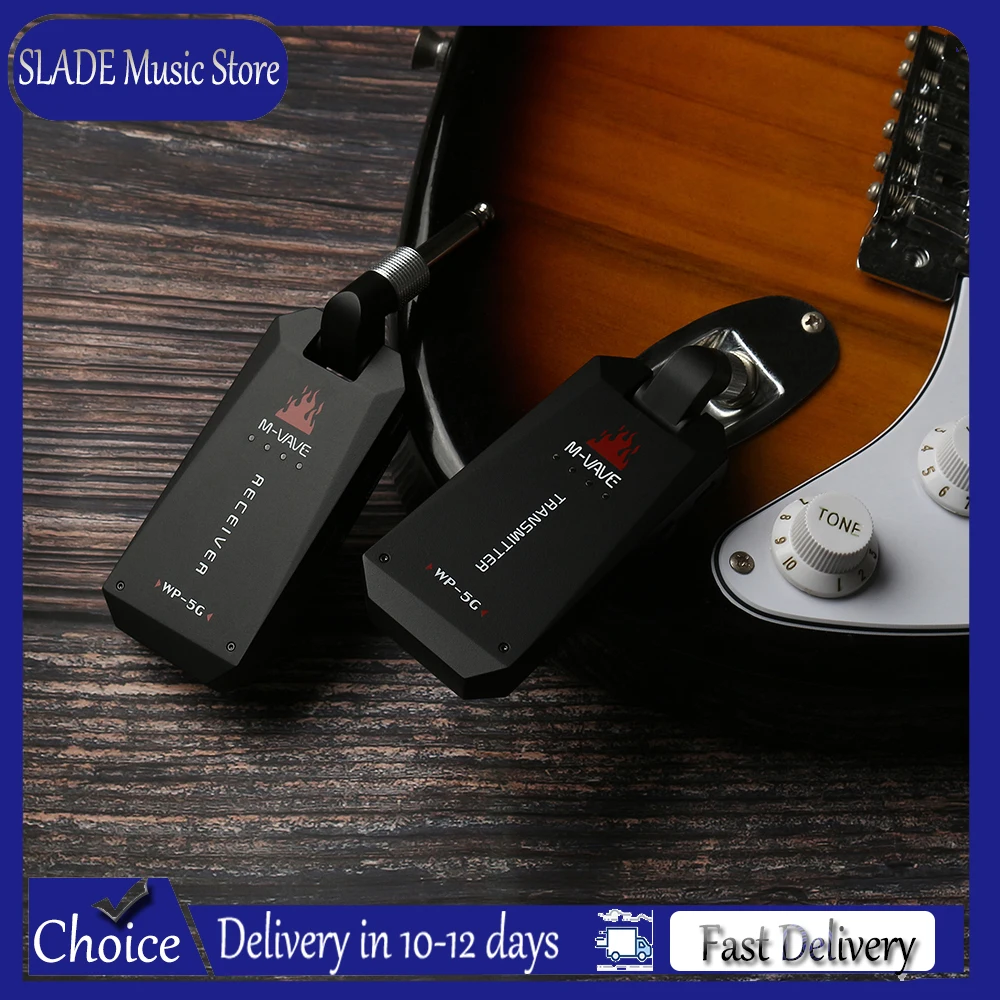 

M-VAVE WP-5G 5.8G Wireless Guitar System Rechargeable Audio Transmitter Receiver Bass/Guitar Amplifier Guitar Parts Type-C Cable