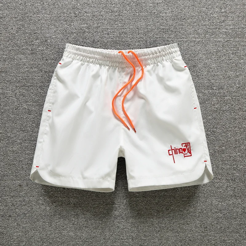 

Мужские летние быстросохнущие спортивные шорты для бега и тренировок, повседневные, с вышивкой, пляжные, большие размеры