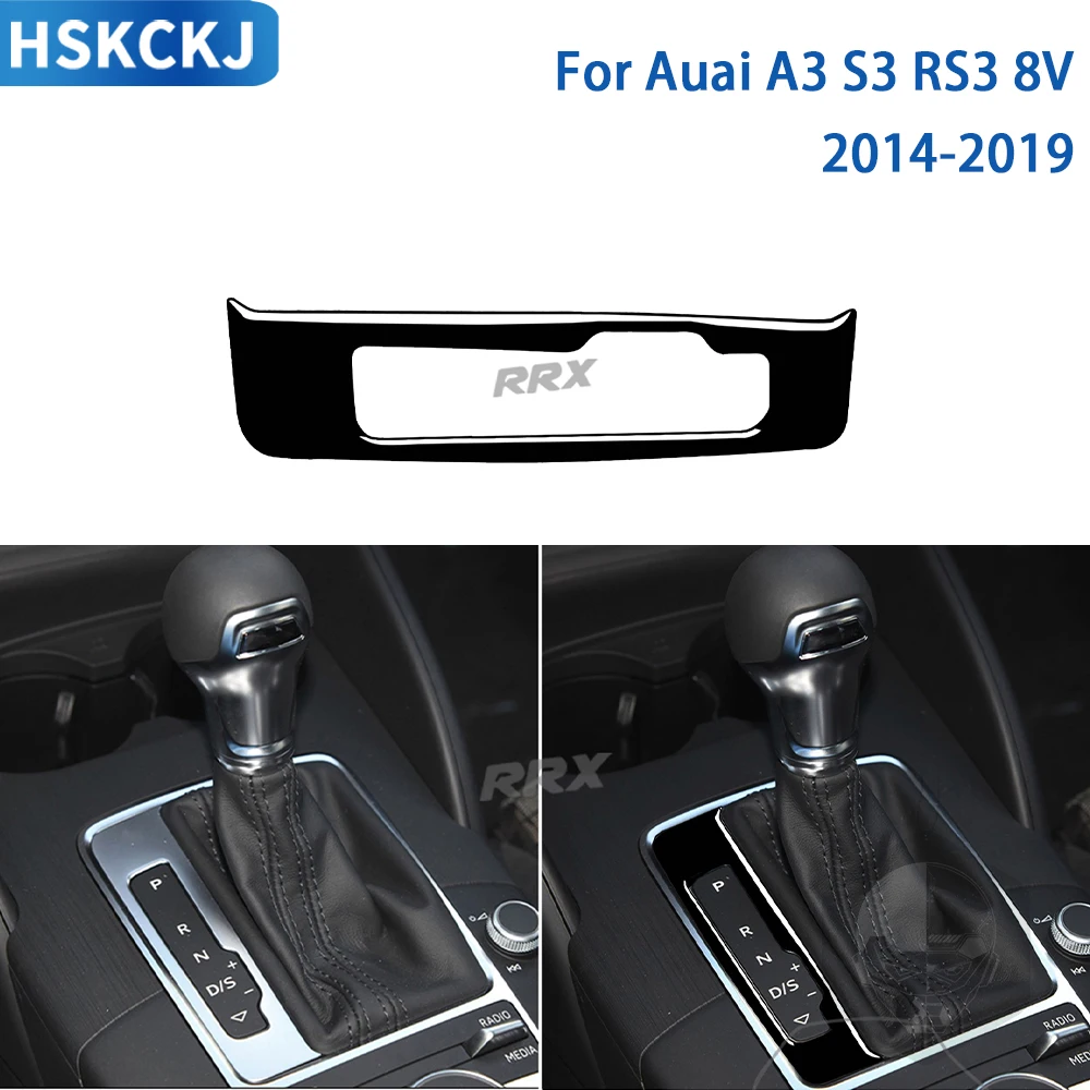 

For Audi A3 S3 RS3 8V 2014 2015 2016 2017 2018 2019 Accessories Car Interior Gear Display Frame Trim Sticker Black Plastic