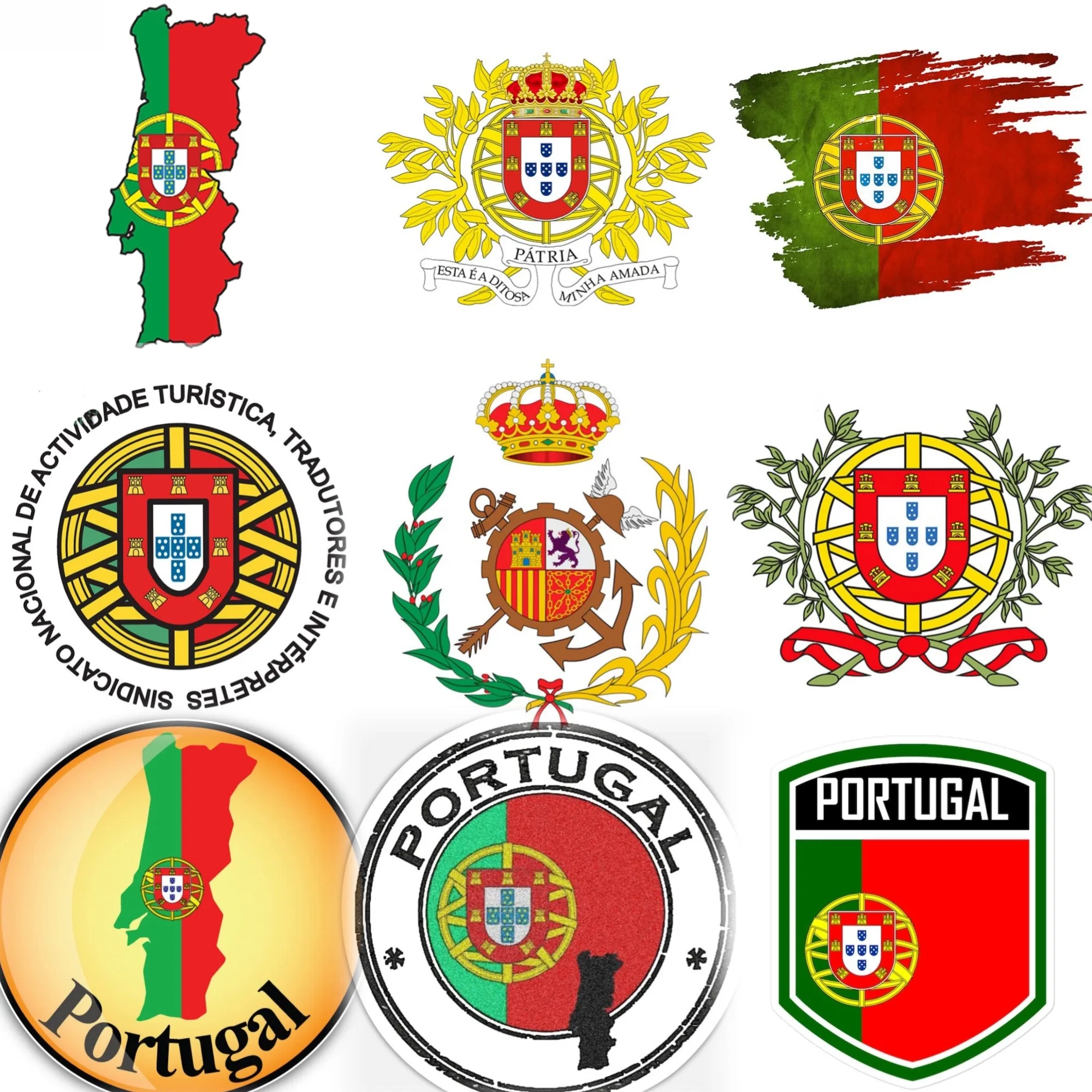 

Portugal Flag Map National Emblem Creative PVC Sticker for Decorate Car Van Helmet Window Fridge Room Wall Decal Accessories