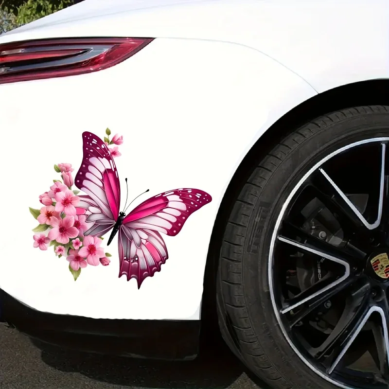 

1Pc Butterfly & Floral Vinyl Sticker Waterproof Decorative Decal for Motorcycle Car Fuel Tank Bumper Window Laptop