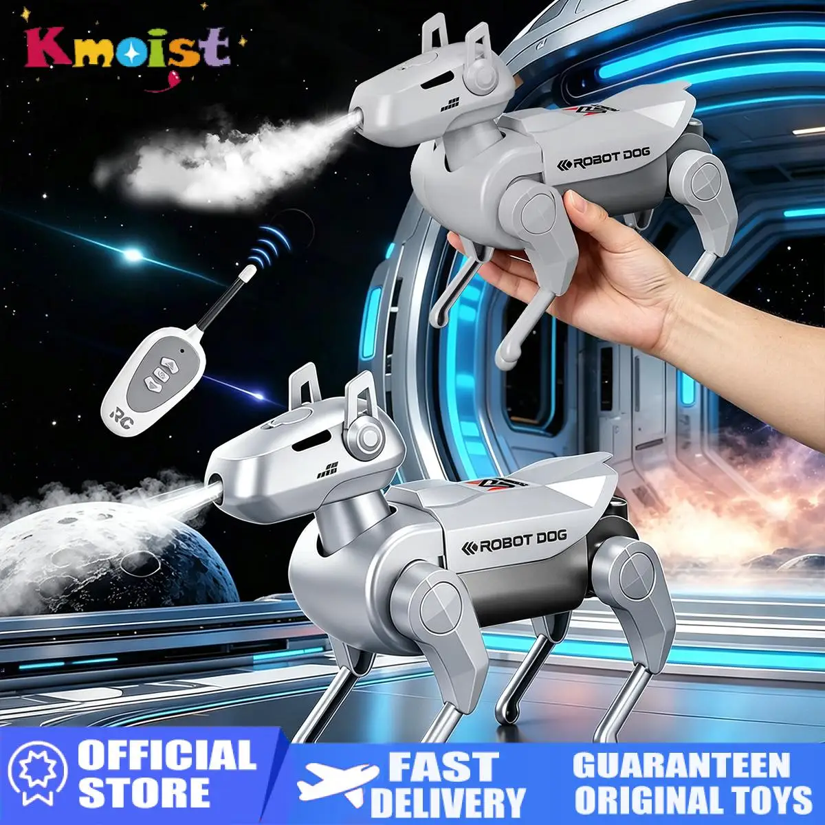 Remote Control Robot Dog Mechanical Dog DIY Assembled Electronic Spray Walking Pet Science And Education Toys for Boys Kid Gifts