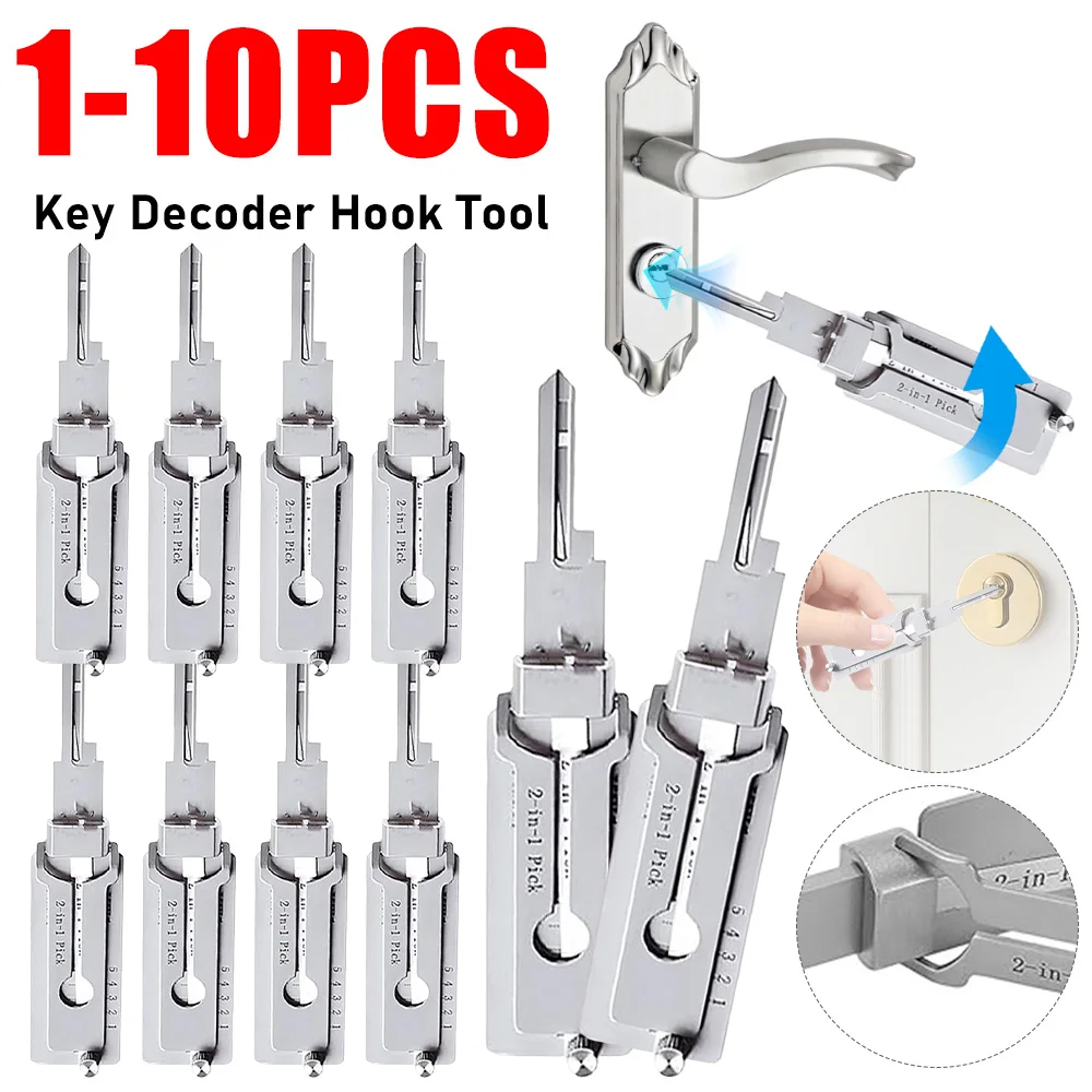 

1-10PCS Keys Decoder Hook Tool O-ring Pickup Kit 2 In 1 Precision Hook & Pick Set Lock Decoder Stainless Steel Precision Tools