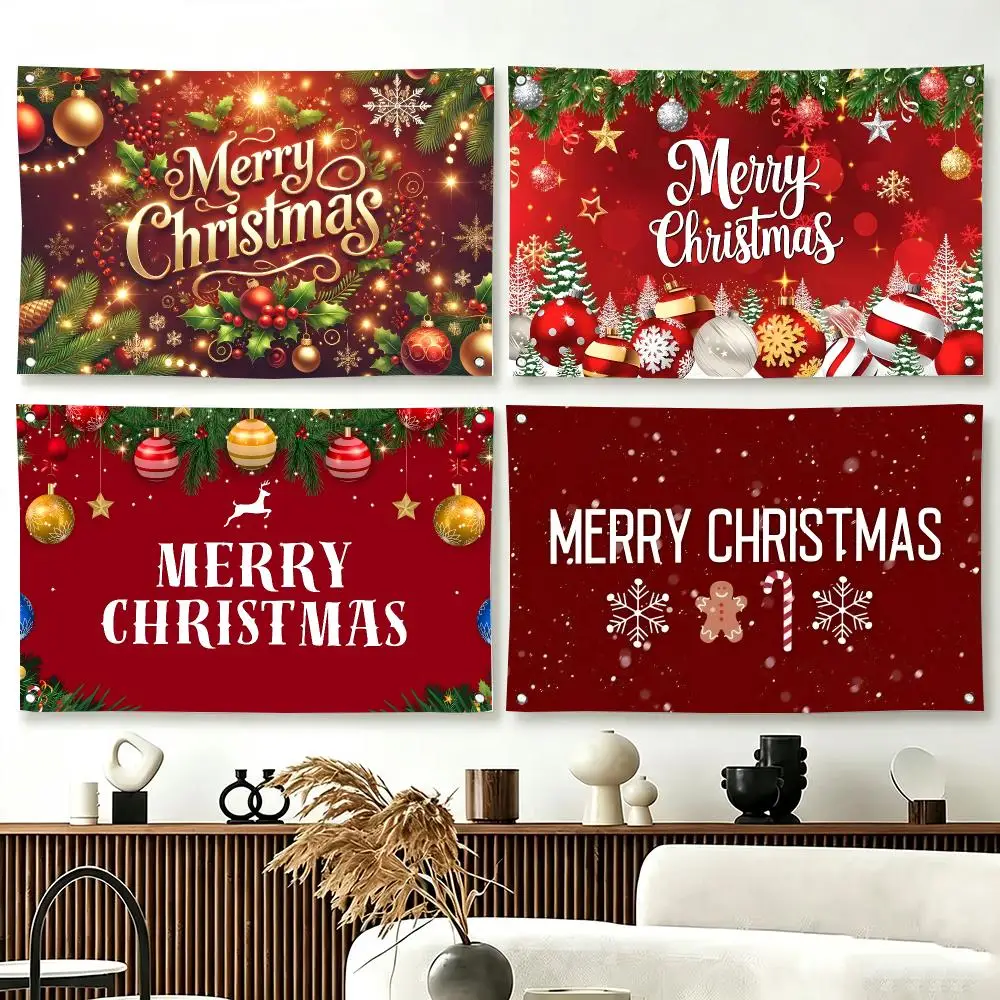 Merry Christmas Festive Vibe Flags  For Living Room Home Dorm Decor Wall Outdoor Camping Party Banner Gifts