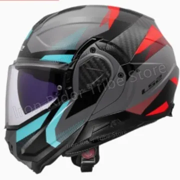 LS2 FF910 ADVANT II 6K Carbon Fiber Flip Up Helmet 180° Rotating Double Lens Sun Visor Motorcycle Casco Capacete