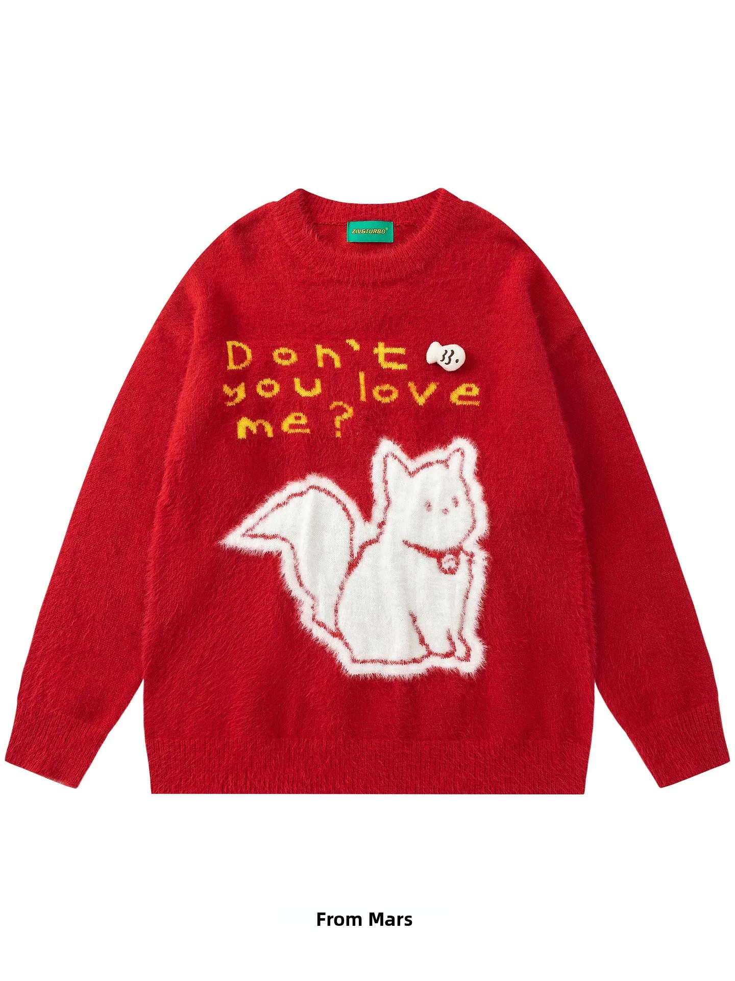 

Вязаный свитер Brand Fun свободного кроя с животным принтом, теплый, повседневный, с длинными рукавами, круглым вырезом, для осени