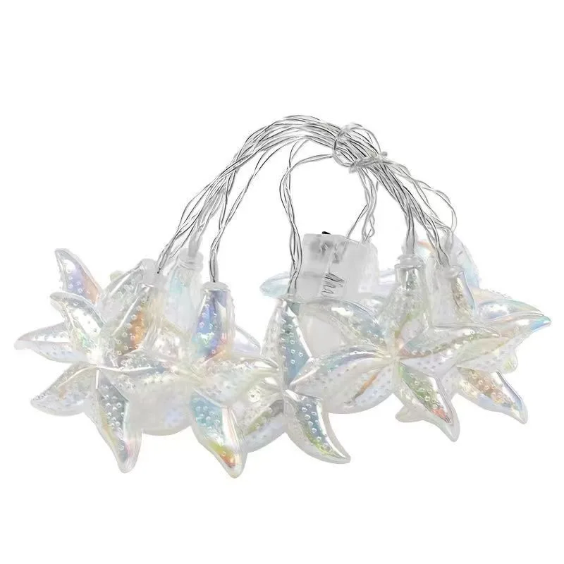 10 LED Ocean Series Shell Sea Star String Lights Decoration Festival Ocean Animal Fairy Lights for Baby Birthday Party Decor