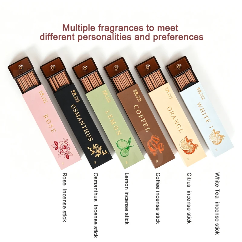 2pack 40pcs Portable Incense Sticks with holder,coffee Lemon rose Fragrance,Remove odors Soothe mood,Travel Business office home