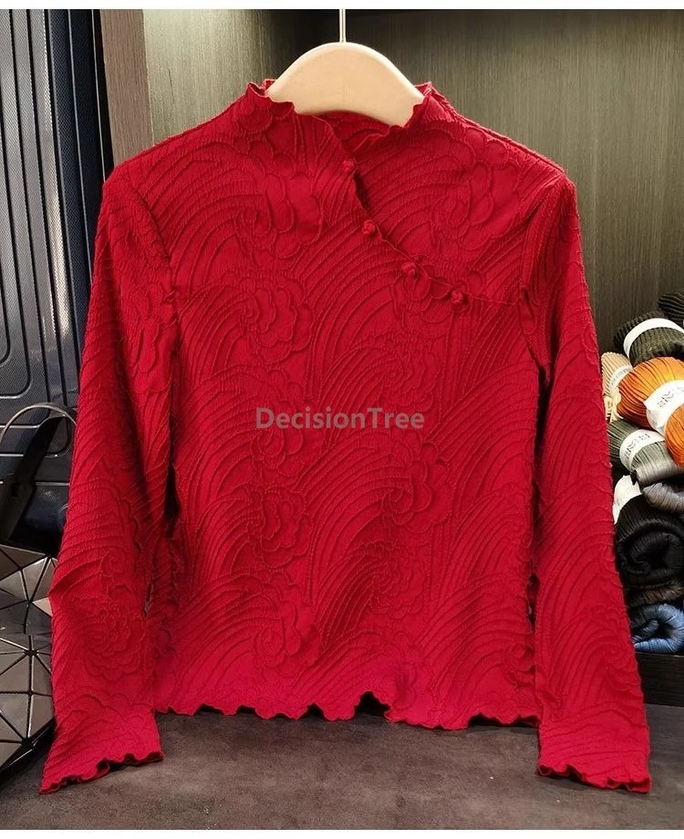 

2026 auspicious cloud pattern design chinese qipao top fashionable versatile shirt retro literature art temperament daily blouse