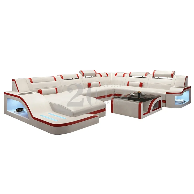 LED Modern Luxury U Shape Sofa Furniture Set with USB and  Led function for living room furniture