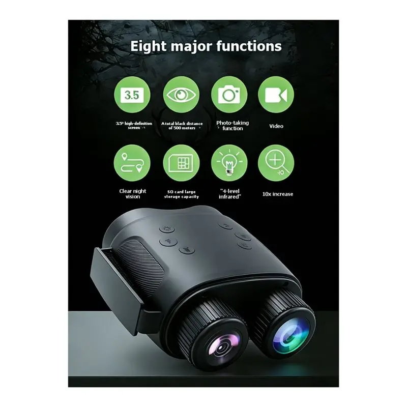 New Tech Night Vision Device 1080P Binoculars 1MP High-Definition Camera 500M Long Range 6X-10X Zoom 2000Mah Battery