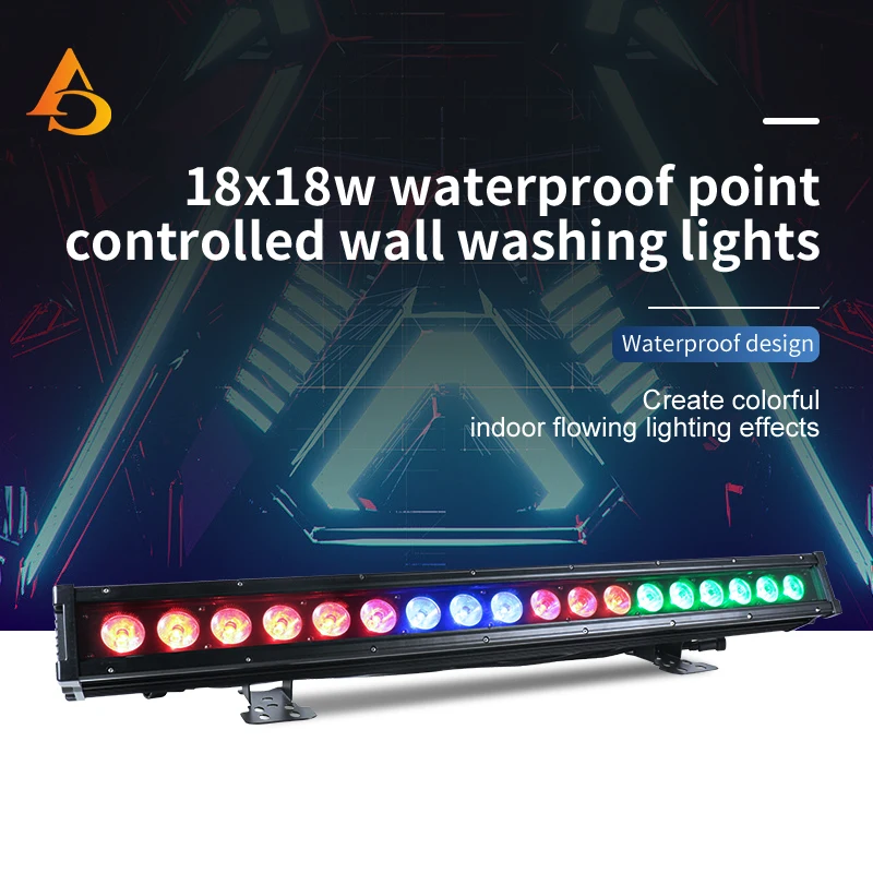 18X18W Waterproof Point Control Wall Wash Lamp RGBWAUV 6in 1 DMA Mode Professional Stage Lighting Outdoor Bar Wedding Music Fes