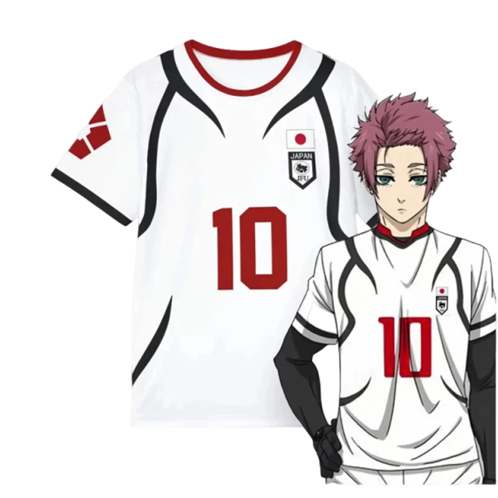 Blue Lock U20 Japan Team Cosplay T-Shirt für Kinder und Erwachsene, Itoshi Sae Shidou Anime Fußballtrikot, Freizeitkleidung für den Alltag, Kinderoberteil – Detail 4