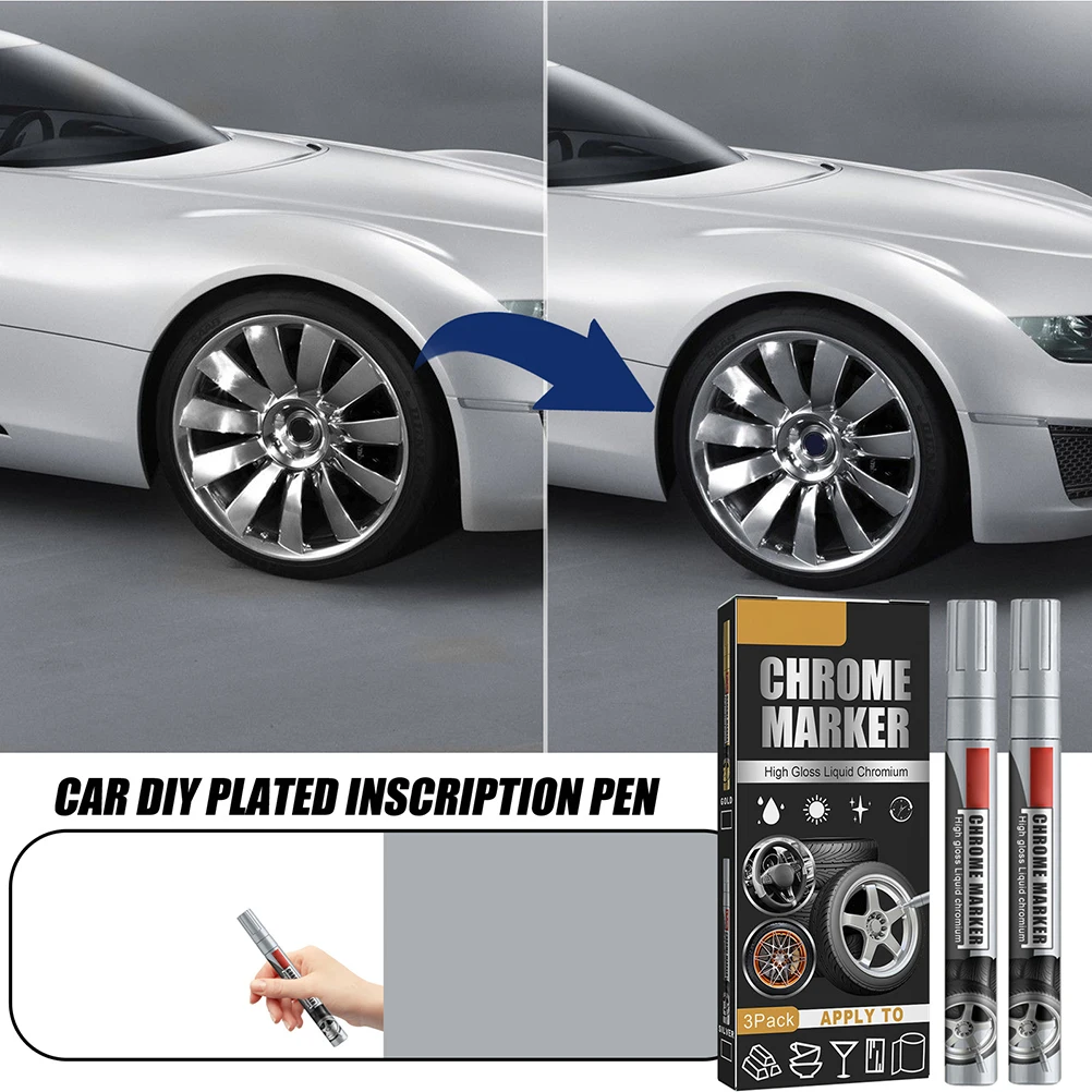 3Pcs Chrome Marker Pen Car Repair Paint Scratch Remover Paint Pen High Gloss Liquid Chromium Marker Chrome Marker Pen view 6
