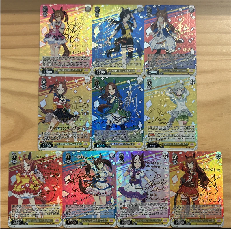 Umamusume Trading Flash Card, Prettyderby Assinatura Coleção, Refração Cor, Anime Presente Dos Desenhos Animados, 63x88mm, 9Pcs por Conjunto