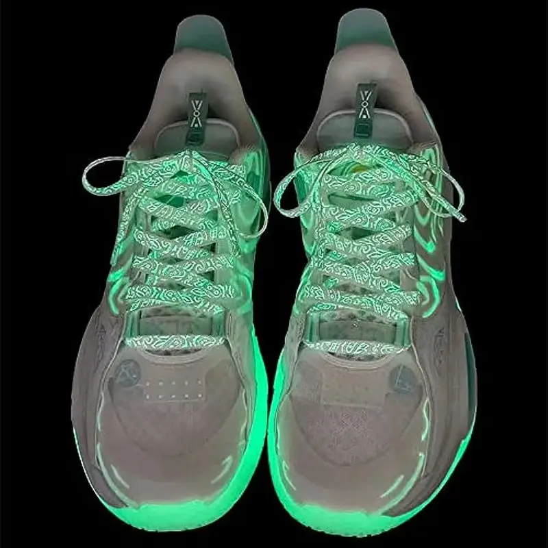 Flache, leuchtende Schnürsenkel für Sneaker, fluoreszierend, im Dunkeln leuchtend, mit Cashew-Blumen- und Tintenfleck-Motiv, für AF1, Damen und Herren – Detail 9