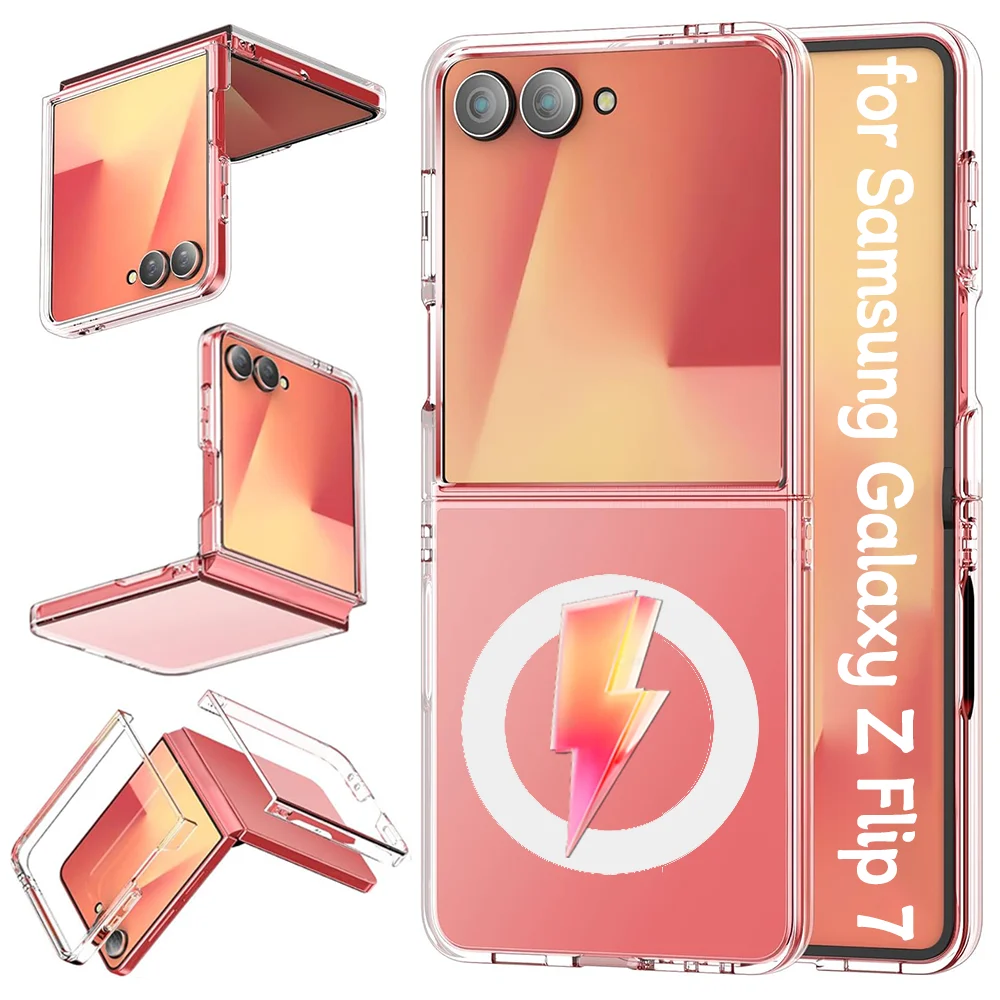 For Samsung Galaxy Z Flip 7 Magnetic Phone Case Transparent Shell Shockproof Back Cover for Samsung Z Flip 7 Clear Hard PC Cases