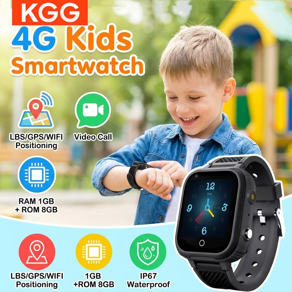4G Kids Smart Watch 1G+8G GPS Tracker Video Calling Two-Way Call SOS WiFi Voice Chat Pedometer Games for Boys Girls