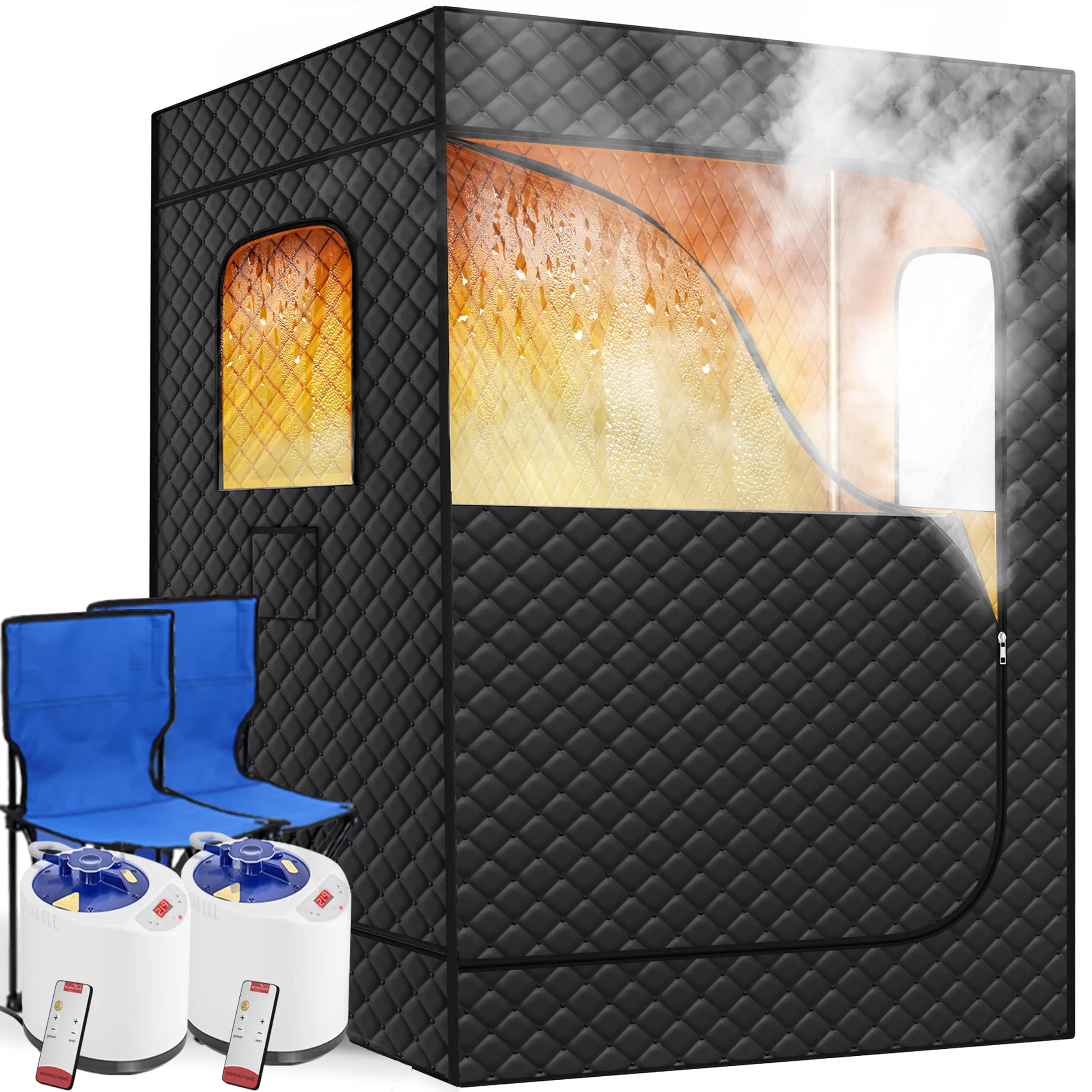 2 Person Portable Steam Sauna for Home, Black