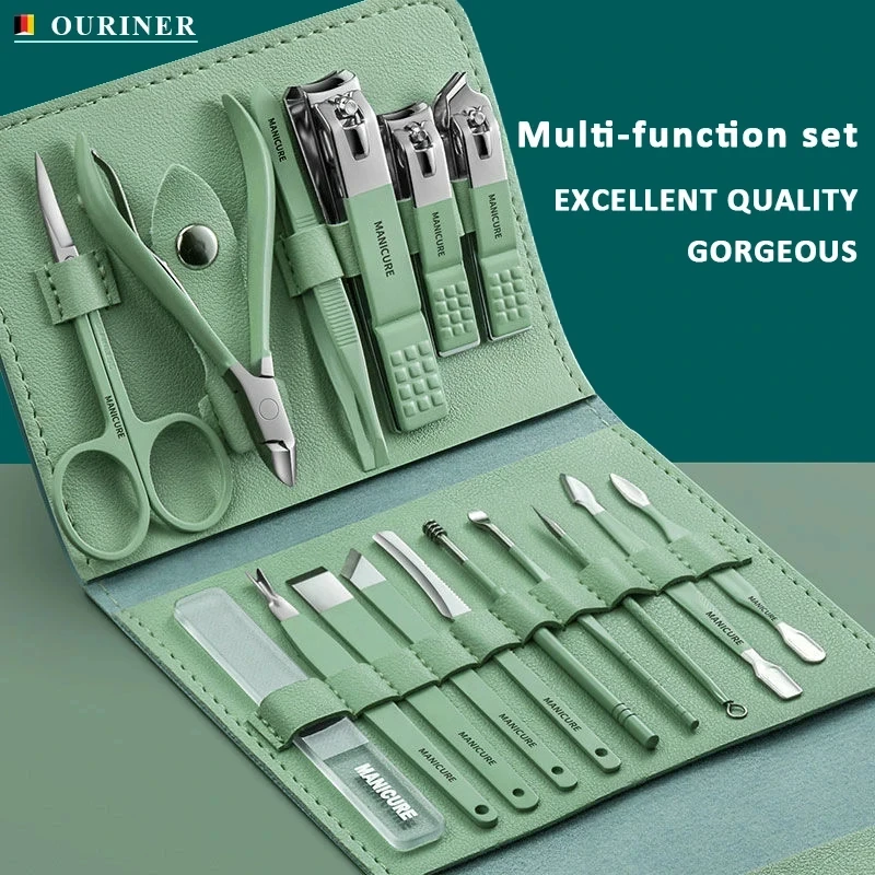 

16Pcs Stainless Steel Manicure Set Nail Clipper Cutter Kit with Foldable Bag Beauty Nail Scissors Tools