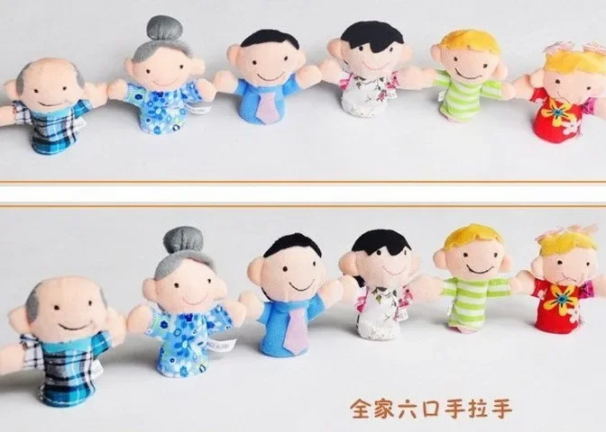 Ensemble de poupées à doigts pour enfants, une famille, dessin animé, bébé, pouce, jouet interactif familial, marionnette, éducation précoce