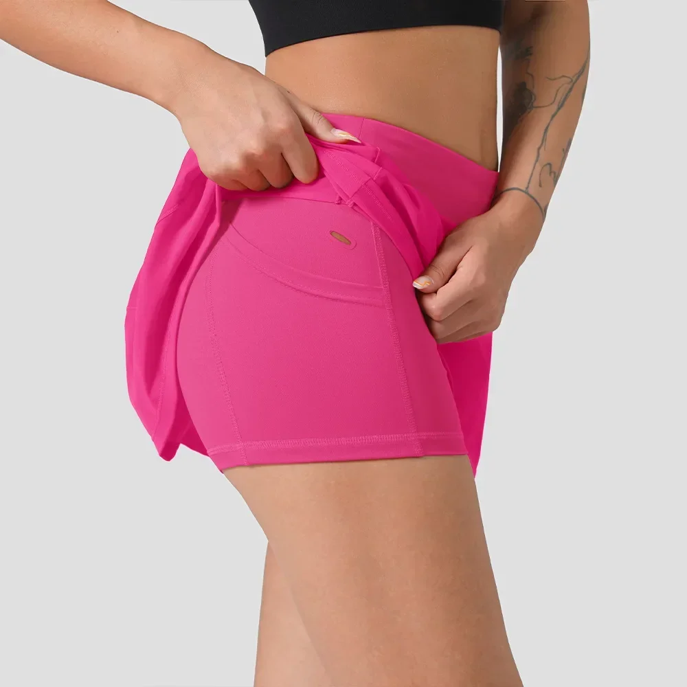 Women's High Waist Solid Skort