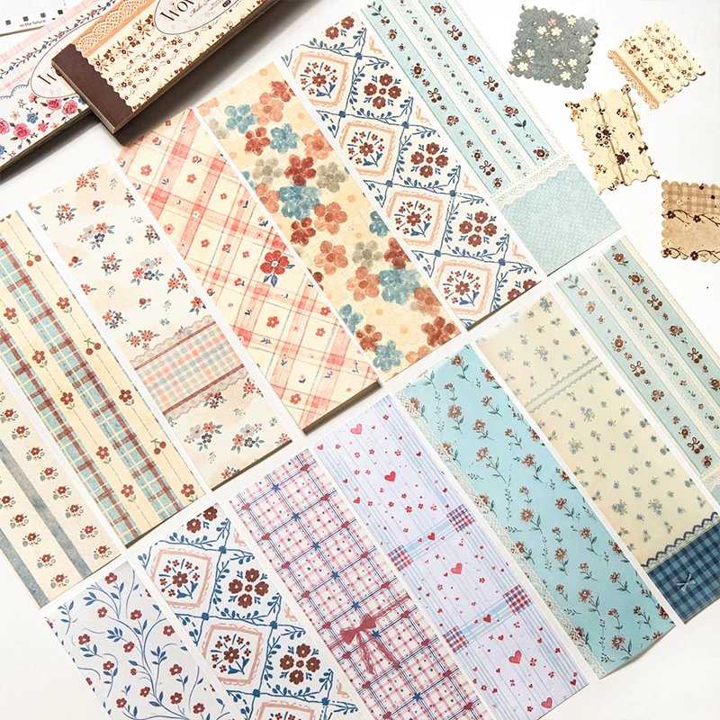 Journal GO 45pcs Retro Floral Material Book Mixed Washi & Tracing Paper Decals for Junk Journals Scrapbooking Planners & Crafts