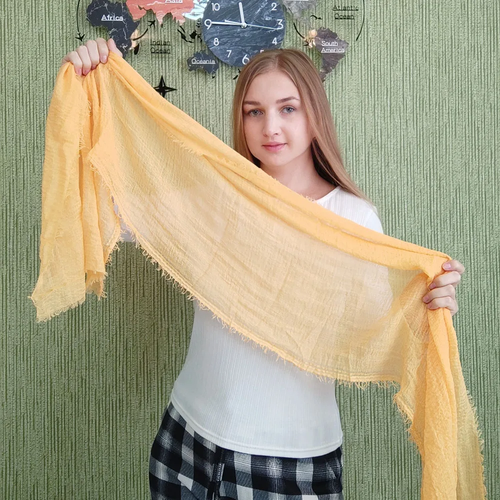 30pcs/lot Size 180*45cm Children Plain Wrinkle Wrap Cotton Shawl Crinkle Hijab long Shawl Muslim Head Hijab scarf wholesale