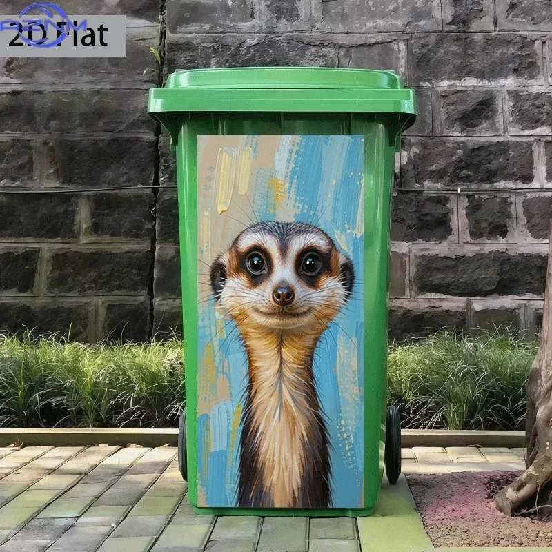 Courtyard Dustbin 2D Printed Decor Decal DIY Restyle Ornament for Household Trash Can