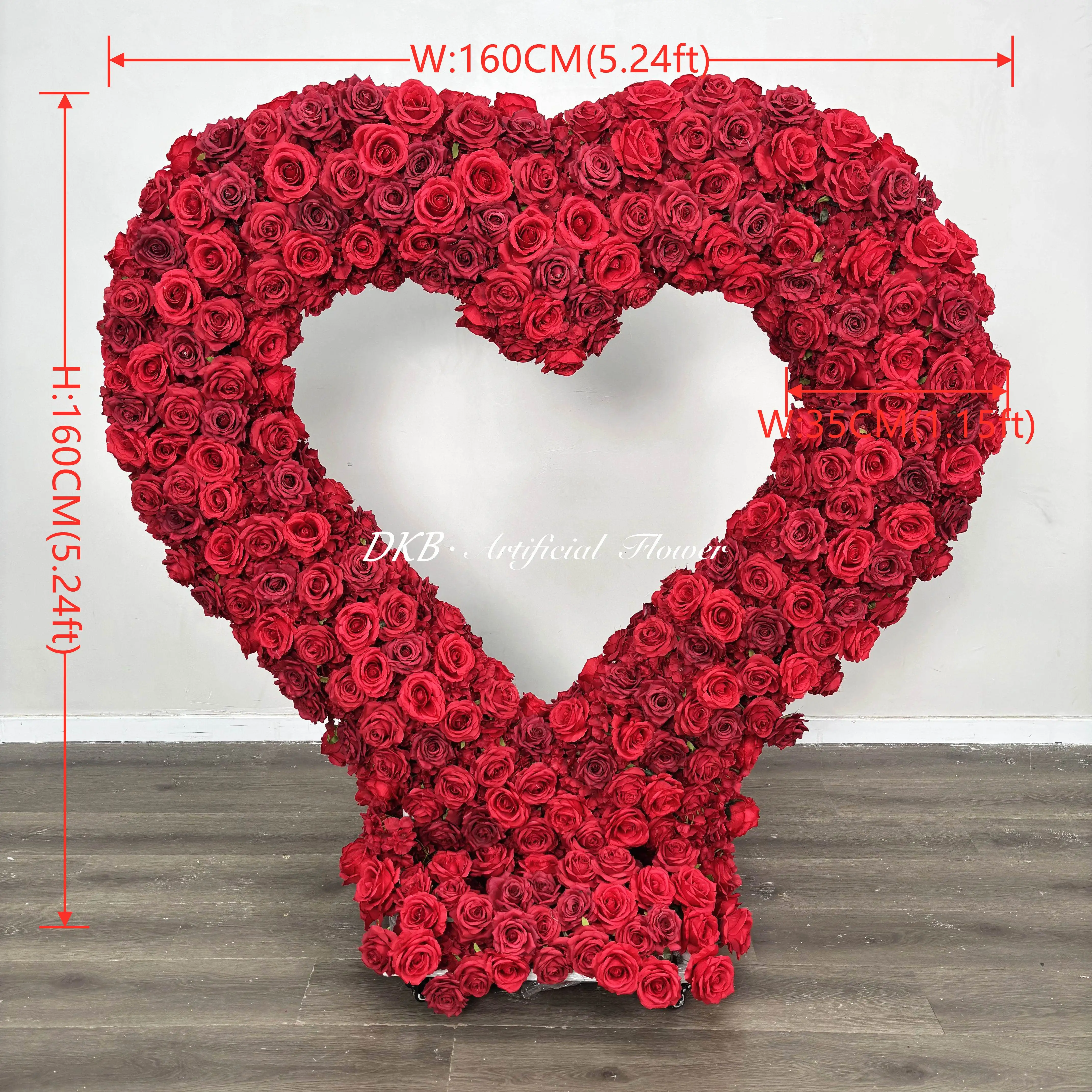 Wholesale Custom Wedding Flower Arch Arrangement Heart Shaped Red Artificial Flower Arch Wedding