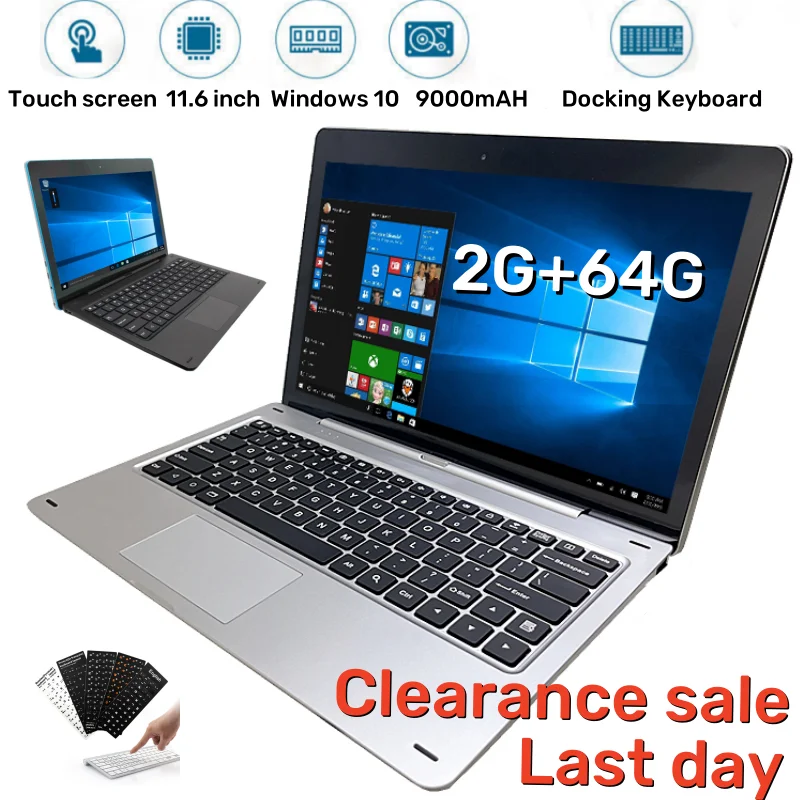 Nextbook 2GRAM 64GOM 11,6 POLEGADAS G12 Windows 10 Tablet PC 1366*768 IPS Câmeras duplas 9000mAH Bateria WIFI Tela sensível ao toque