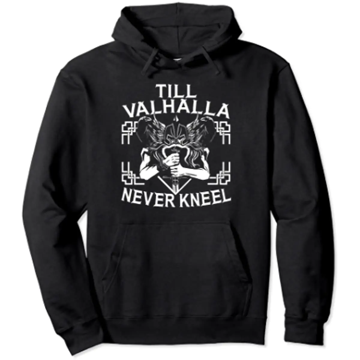 Till Valhalla Never Kneel Germanic Vi king Men Pullover Hoodie Casual Cotton Autumn and Winter Sweatshirt