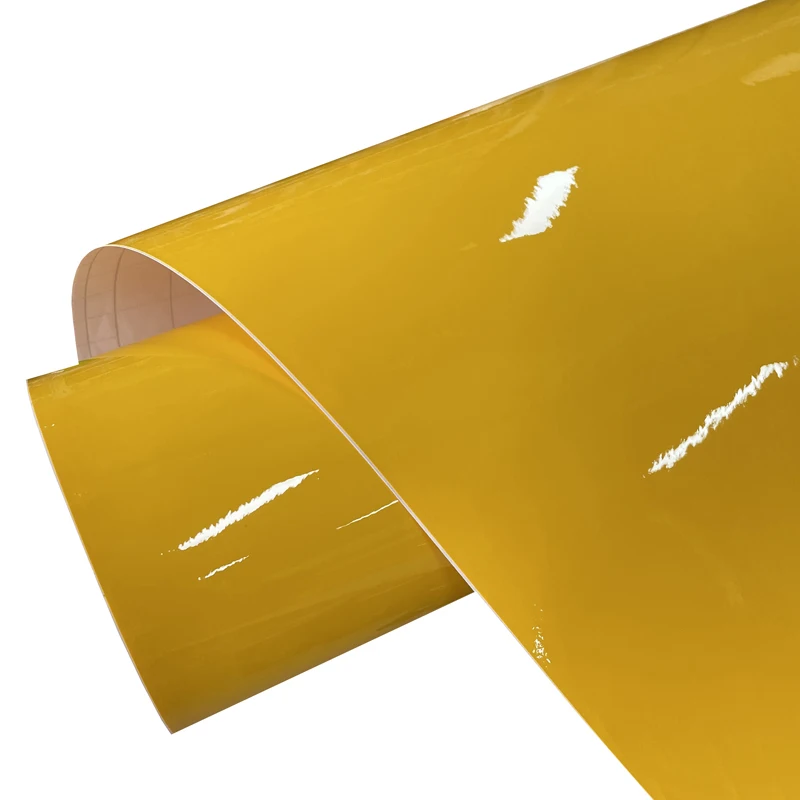 

Глянцевая ярко-желтая виниловая пленка премиум-класса, рулон самоклеющейся наклейки, автомобильная пленка для упаковки автомобиля
