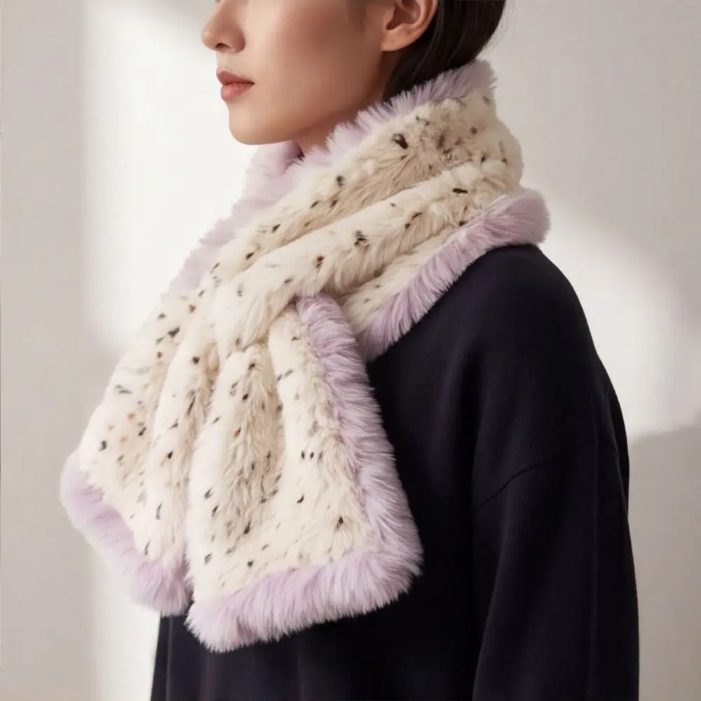 New Soft Texture Knit Scarf Speckled Yarn Fringe Trim Winter Scarf Thick Knit Foldable Fluffy Scarf Women