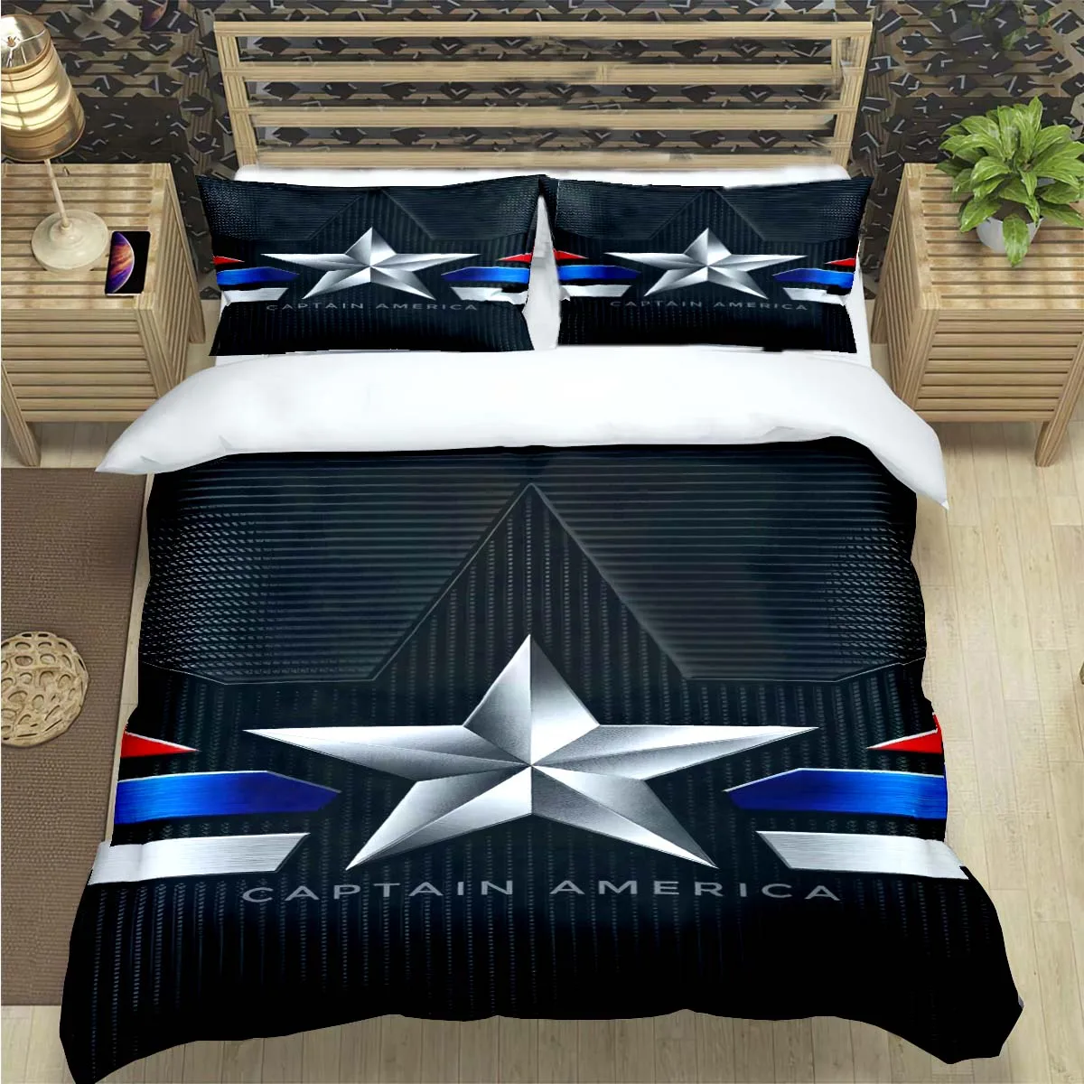 

Marvel Superhero Captain America Bedding Sets Bed Supplies Set Comforter Set Teens Girls Cartoon Twin Single Kid Luxury Gift