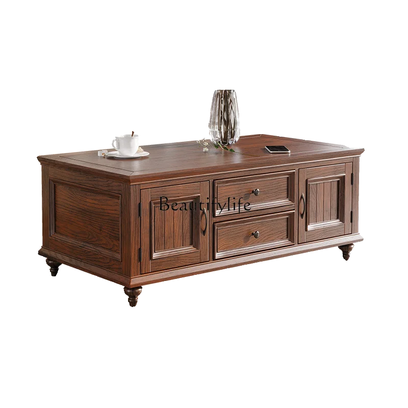 

Pure solid wood coffee table American light luxury small apartment tea table