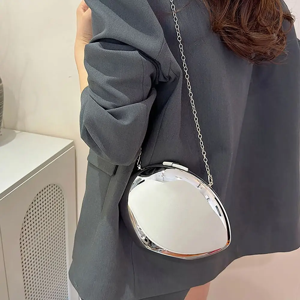 Elegant Mirror Surface Evening Bag Oval Acrylic Dinner Bag Large Capacity Purse Women Female