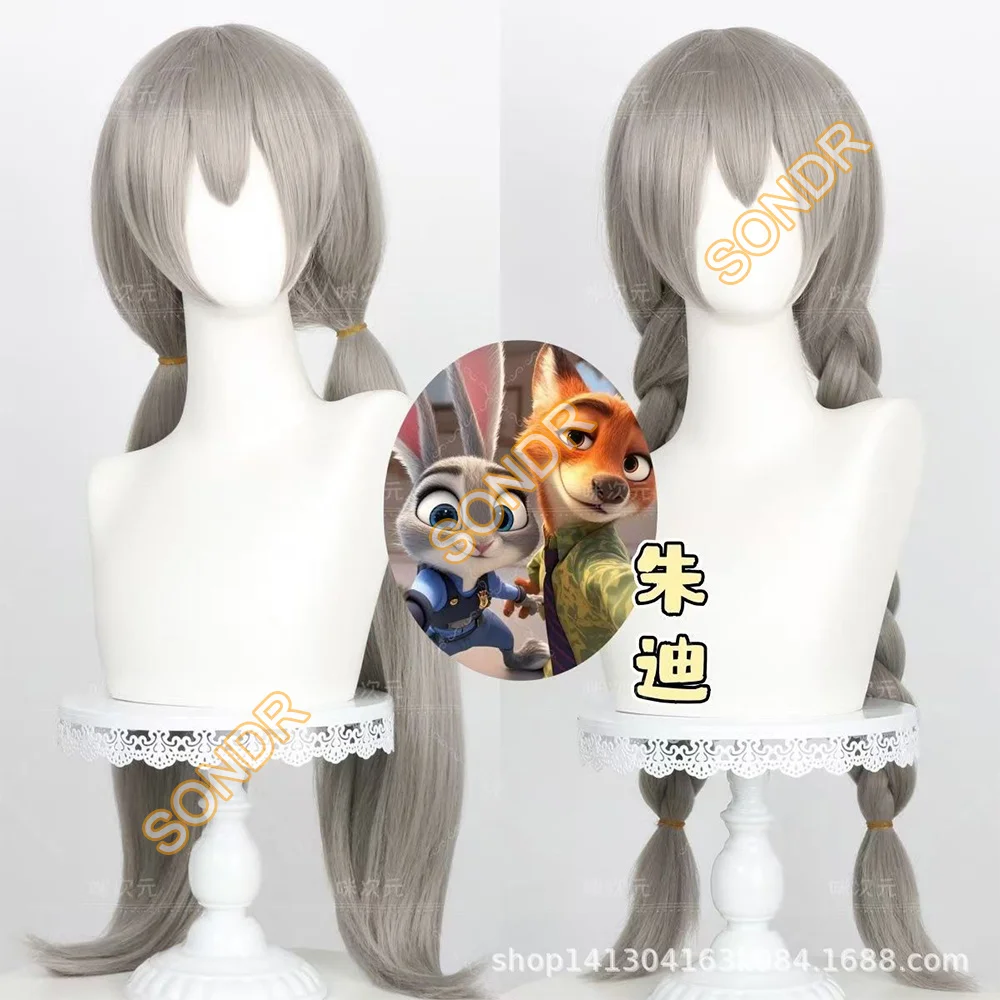 

Anime Zoo 2 Police Rabbit Judy Hopps Cosplay Wig Long Grey Hair Braids Women Halloween Carnival Party Props Heat Resistant Wigs